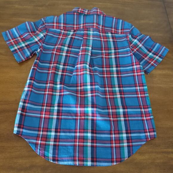 Ralph Lauren Short sleeve plaid button-down shirt blue/red Boys size Large - Picture 5 of 6